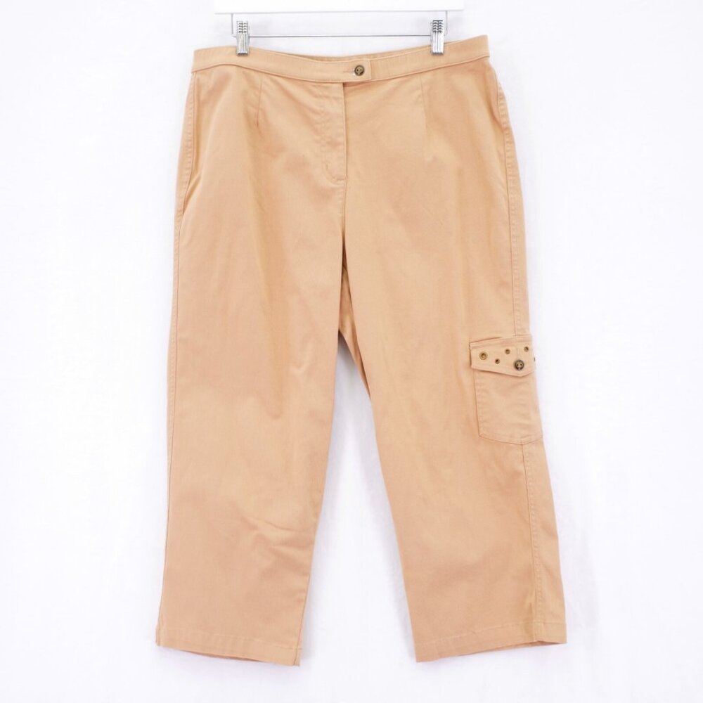 Patchington Brown Cargo Capri Pants High Rise -14- 34 / 23 Cotton Spandex